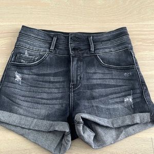 grey washed Kancan jean shorts